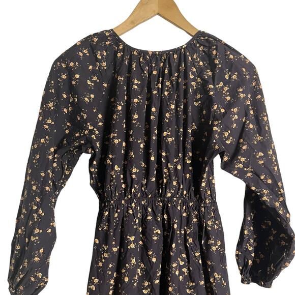 Rails Sal Black Floral Print Button Front Long Sleeve Midi Dress Size XS - Picture 15 of 16